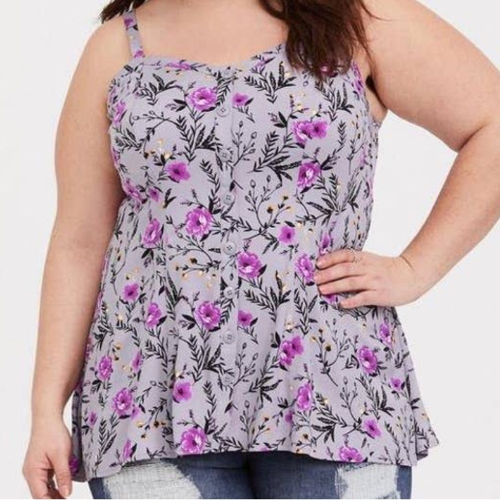 Torrid Purple Floral Challis Cami Size 3 (22/24)